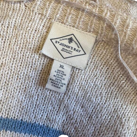 Womens Sweater Size XL Cream Blue Western Boho Cowgirl Fringe Work Sweater - Picture 7 of 8